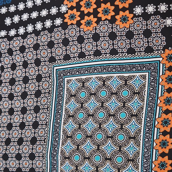 Kut from the Kloth Chloe Patchwork Midi Dress Womens 10 Bow Black Orange - Picture 16 of 16